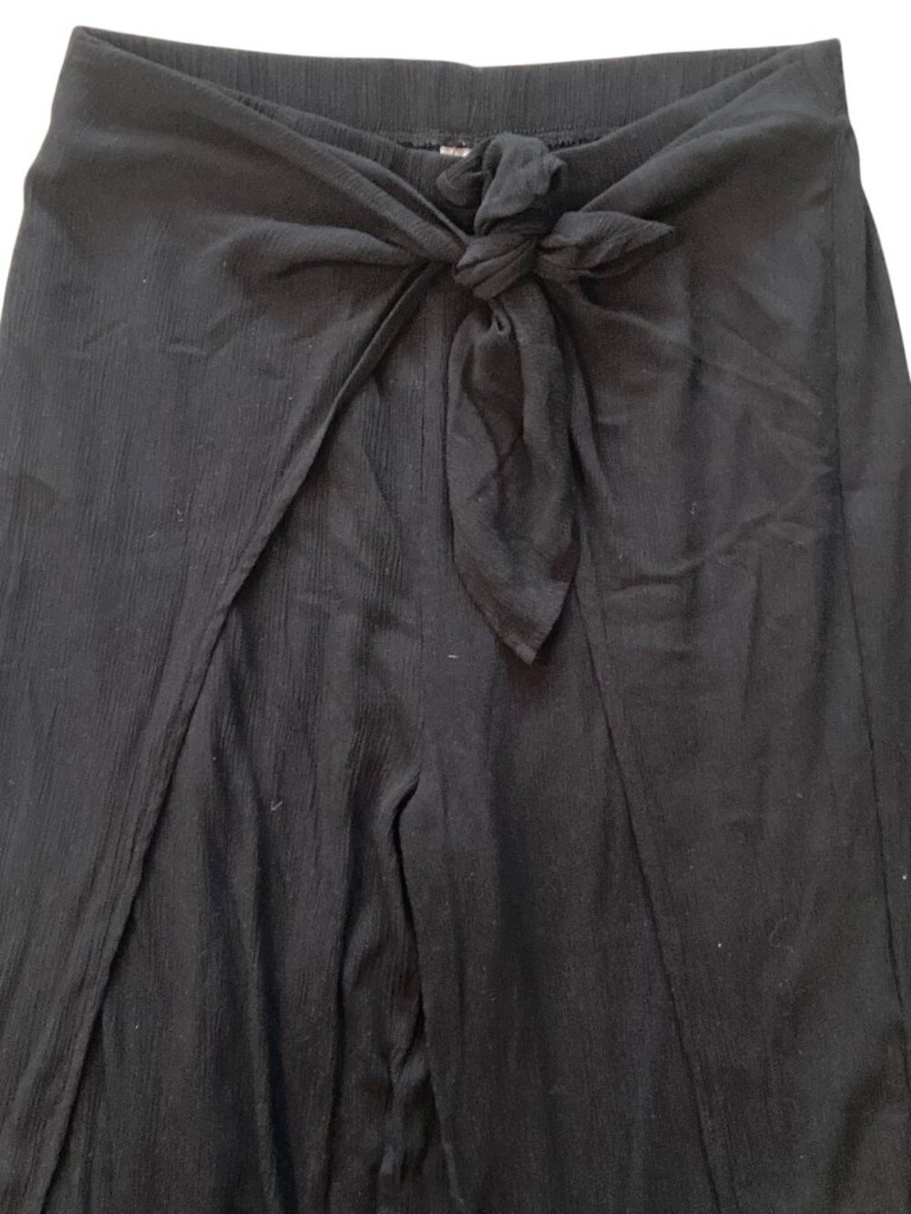 Women's KONA SOL Crinkle Gauze Swim Cover-Up Pants w/ High Leg Slit BLACK Large - Picture 2 of 3